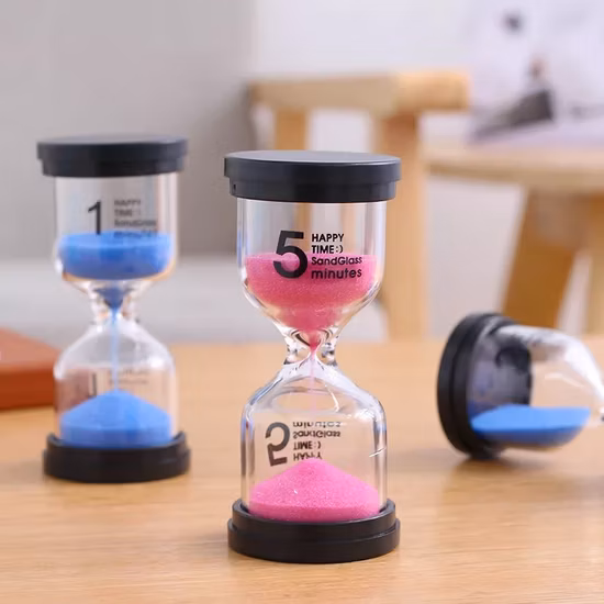 Temporizador de areia de vidro transparente para presente de decoração, conjunto de 6 PCS de ampulheta